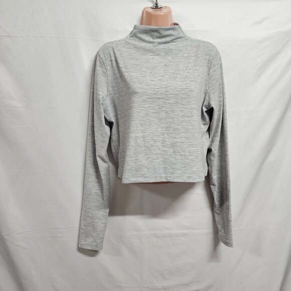 Lululemon All Aligned Mock Neck Long Sleeve Shirt Women Size 14 Gray Pinstriped - Picture 1 of 11